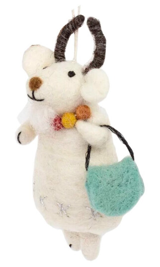 Afroart Juleanheng Geit med veske 12 cm hvit Afroart Juleanheng Geit med veske 12 cm hvit