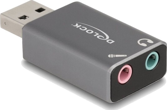 Delock Jakkadapter For Usb A Til Hodetelefon Usb Hann Til Monominijakk Mini Phone Stereo 3.5 Mm Hunn Grå