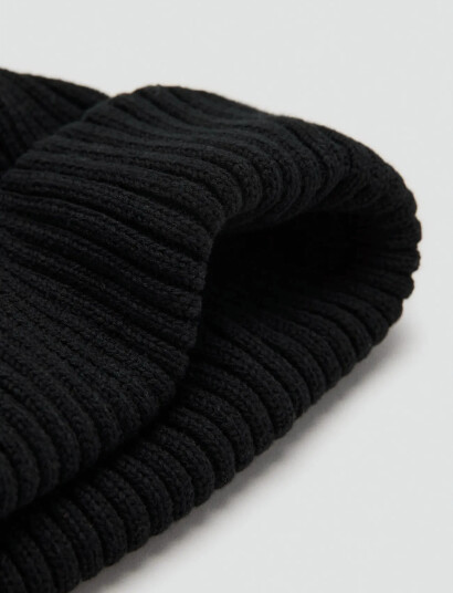 Mango Rib Knit Cotton Hat Black ONE SIZE Mango Rib Knit Cotton Hat Black ONE SIZE