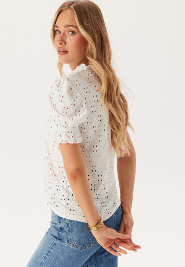 VILA Vikawa S/S Flounce Top Optical Snow XXL