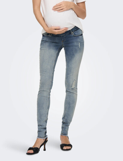 Only Maternity Olmblush Mid Sk Ank Rw Dnm Noos - Blue - XL x 32