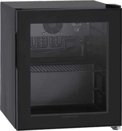 Scandomestic 43 cm Displaykjøleskap med Svart Glassdør DC48BB
