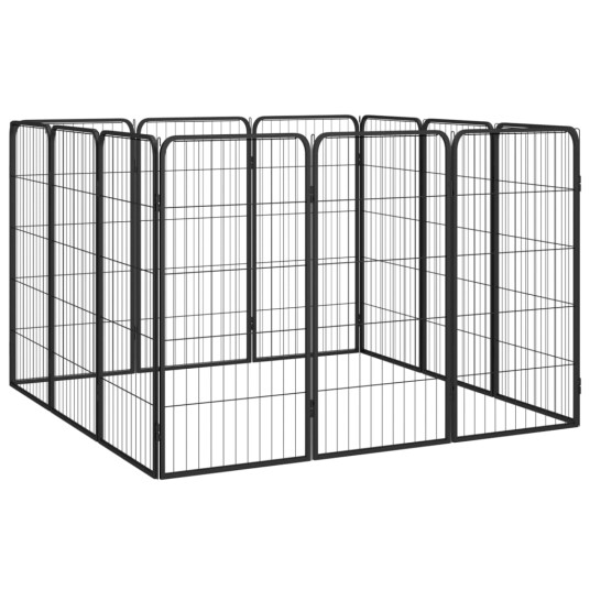 Hundegrind Med 12 Paneler Svart 50X100 cm Pulverlakkert Stål
