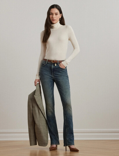 Lauren Ralph Lauren Silk-Blend Turtleneck Sweater - Cream - XS