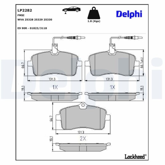 Bremseklosser DELPHI LP2282 Bremseklosser DELPHI LP2282