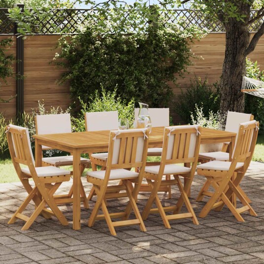  Utendørs Bistro Stoler med pute 8 pcs Kremhvit 38 x 46 x 85 cm