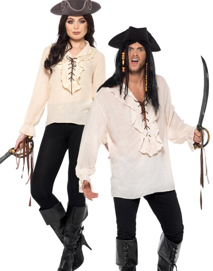Kremhvit Piratskjorte med Snøringer Strl L Kremhvit Piratskjorte med Snøringer Strl L