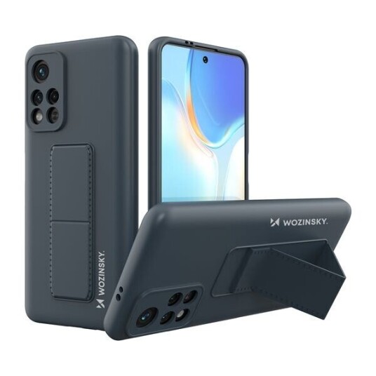Wozinsky Kickstand Case Silicone Case with Stand Case for Xiaomi Poco M4 Pro 5G Navy Blue
