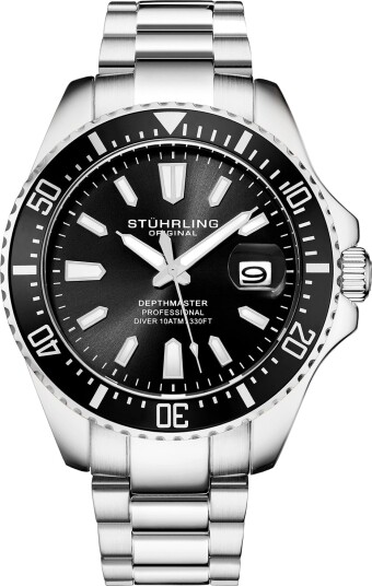 Stührling Original Herreklokke 3950A.1 Aquadiver Sort/Stål Ø42 mm Stührling Original Herreklokke 3950A.1 Aquadiver Sort/Stål Ø42 mm