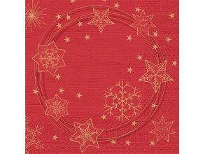 Serviet 33X33 Cm 3-Lag Star Shine Red,10 Pk X 50 Stk