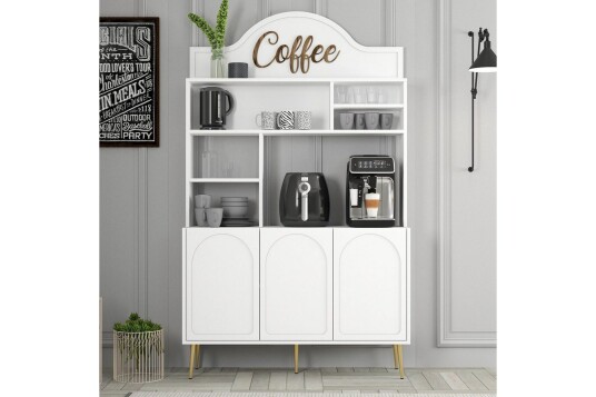 Bar Kaffeskap Hazim Tre Hvit / Gull Hvit / Gull