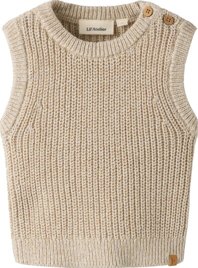 Lil' Atelier Nbmrokkos Strikket Vest til Baby Størrelse 62 White Pepper