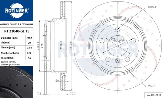 Bremseskive ROTINGER RT 21040-GL T5