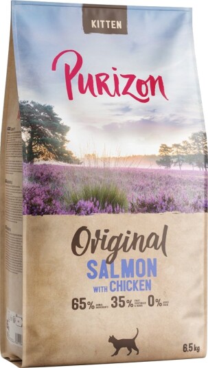 Purizon Tørrfôr Kitten Laks Med Kornfri Ny Sparepakke Kylling 2 X 6.5 kg