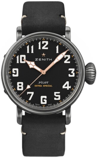 Zenith Herreklokke 11.2432.679 21.C900 Pilot Sort/Gummi Ø40 mm