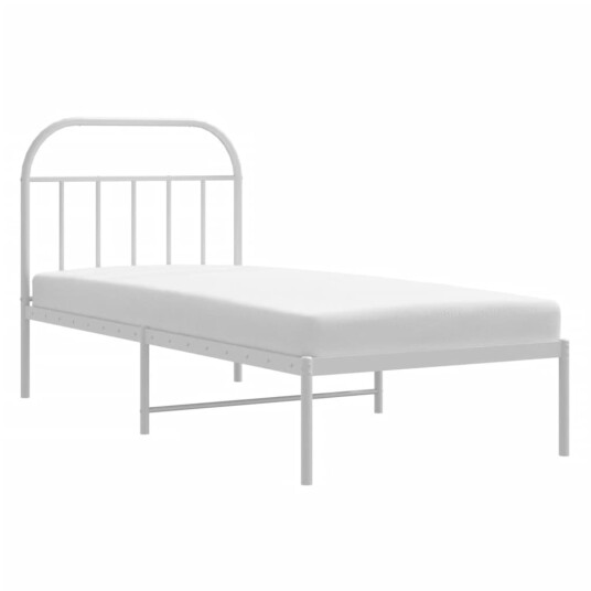 vidaXL Sengeramme i metall med hodegavl hvit 90x200 cm
