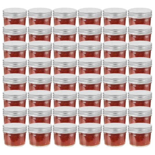 Syltetøyglass med sølve lokk 48 stk 110 ml