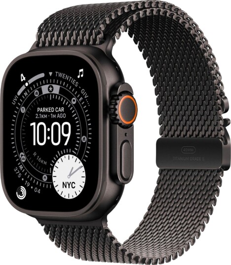 Apple Watch Ultra 3 GPS + Cellular 49mm Black Titanium Case with Black Titanium Milanese Loop Large