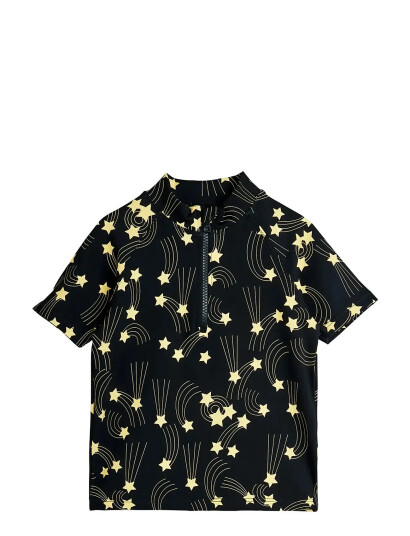 Mini Rodini Starfall Aop Ss Uv Top Black 116/122