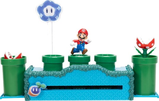 Super Mario Lekesett - 22 cm - Vidundervarp Pipe - Super Mario - OneSize - Leketøy Blå Grønn