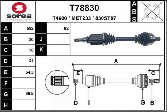 EAI T78830 Drivaksel
