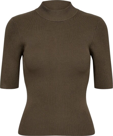 Nümph Nubia Ss Pullover Cropped Khaki green XL