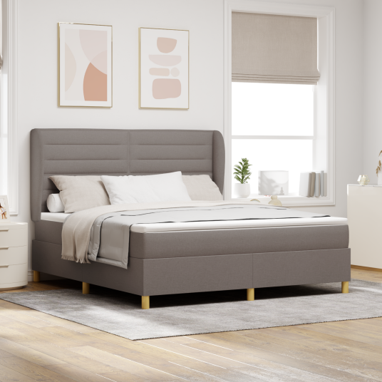 Boksmadrass med Madrass Taupe 180x200 cm Stoff