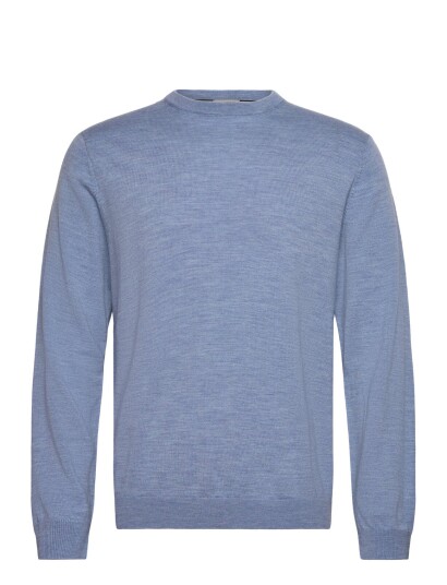 Lindbergh Black 100 % Merino Crew Neck Knit   Blue   XXL