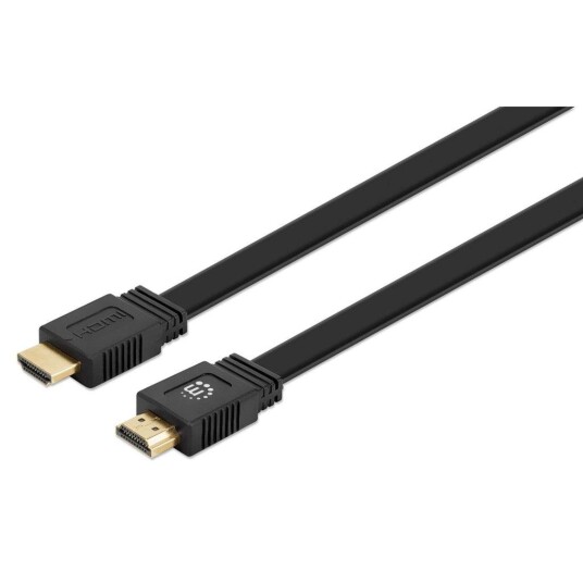 MANHATTAN MH Cable, HDMI Flat, with Ethernet, Male/Male, 5m, Black, Ba