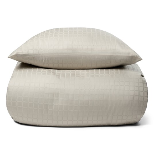 Borg Living Luksuriøst dobbelt sengetøy - 240x220 cm - 100% bomullssateng - Daisy sand - By Night jacquardvevd king size sengesett