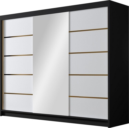 Cinerea Garderobe med Speil 250x215 cm - Hvit/Svart