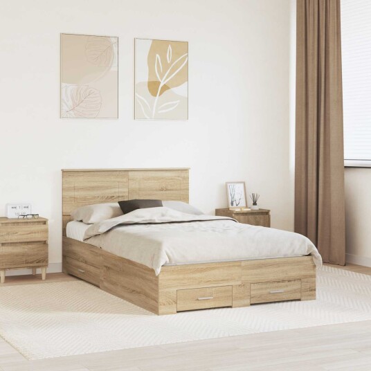  Sengestamme med skuff Sonoma eik 135 x 190 cm Konstruert tre