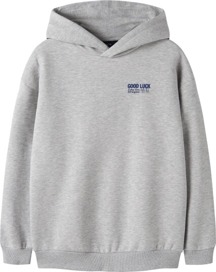 LMTD Nlmnoluck Ls L Sweat W. Hood - LIGHT GREY MELANGE - 146-152