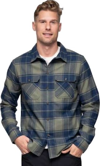 Bergans Nordmarka Flanellskjorte Herre Grønn Mud/Navy Blue Check