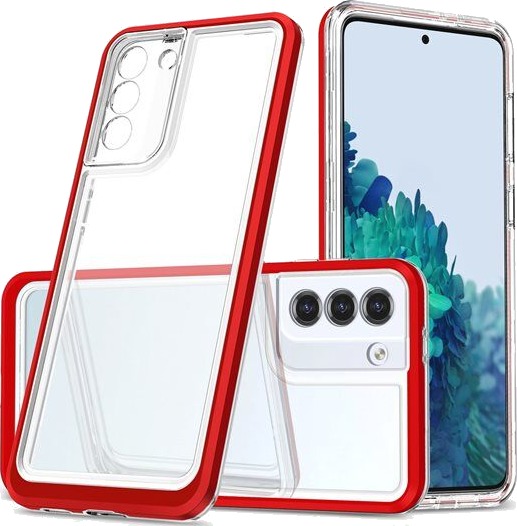 Hurtel Clear 3in1 Case for Samsung Galaxy S23+ Silicone Cover with Frame Red