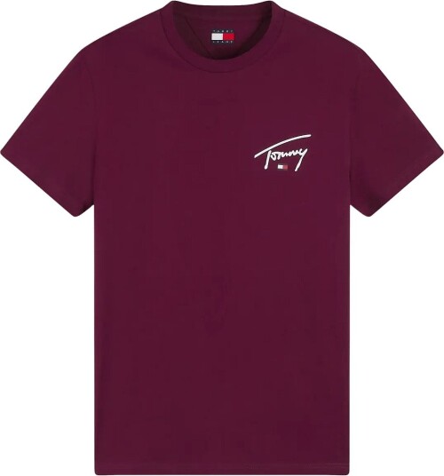 Tommy Jeans Tjm Slim Signature Chest Tee Ext CALYPSO BERRY XL