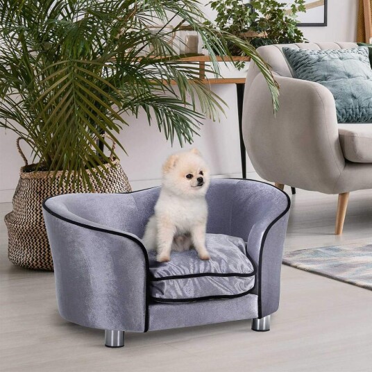 Luksuriøs Lysgrå Hundesofa Med Pute 69X49X38 cm