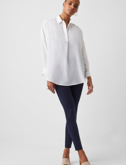 French Connection Rhodes Recycled Crepe Popover   White   L