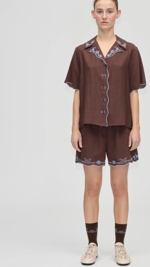 STINE GOYA 2133 Tencel Elasticated Shorts   Brown   M