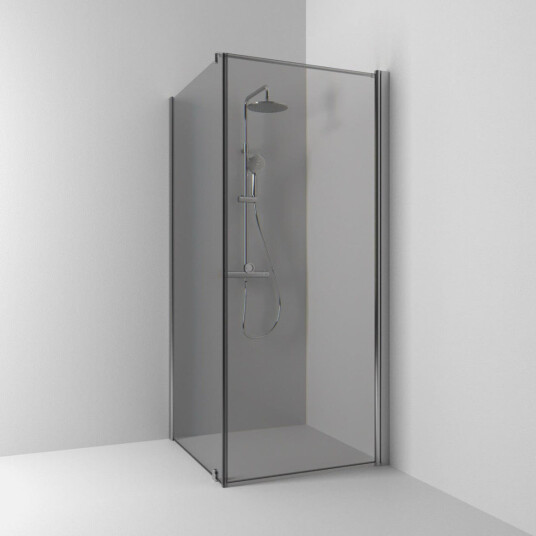 Svedbergs Skoga Kombi Rett Dusjhjørne Matt Aluminium / 100x80cm Røkfarget Glass