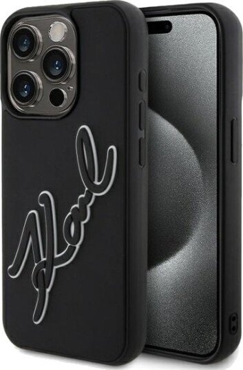 Karl Lagerfeld 3D Rubber Signature Mobildeksel til iPhone 15 Pro Max Svart