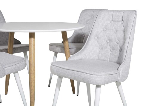 Venture Design Polar & Velvet spisegruppe Hvit/grå 4 st stoler & bord 90 cm