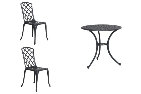 Brafab Arras kafésett Grå 2 stoler & bord 70 cm