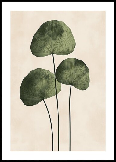 Green Leaves with Delicate Veins Poster Plakat / 50x70cm