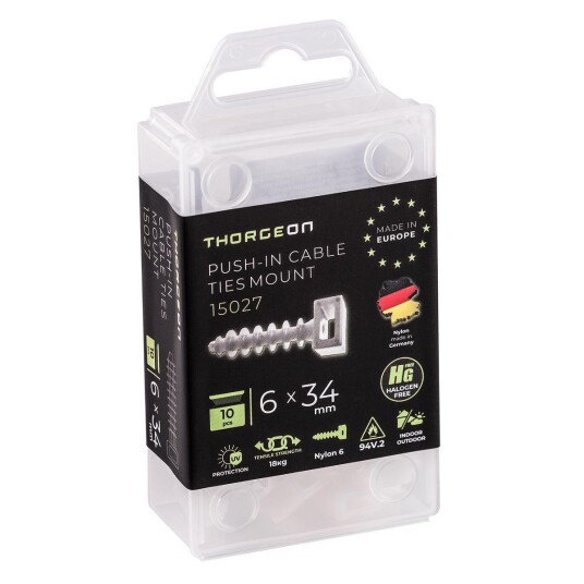 ThorgeOn Stripsfeste for mur ø6mm 10stk hvit
