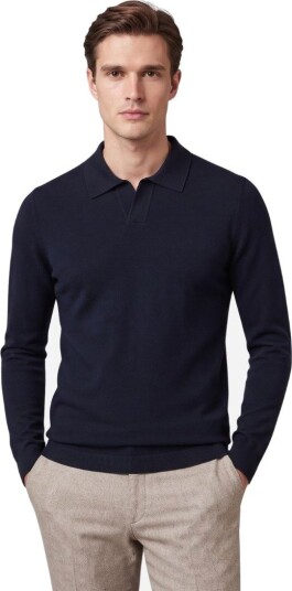 Fly3 Skipper collar sweater super140 piquet merino wool M blå herre