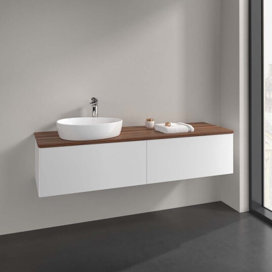 Villeroy & Boch  Antao Servantskap med 2 skuffer 160x50x36 cm u/lys Hvit Matt/Valnøtt