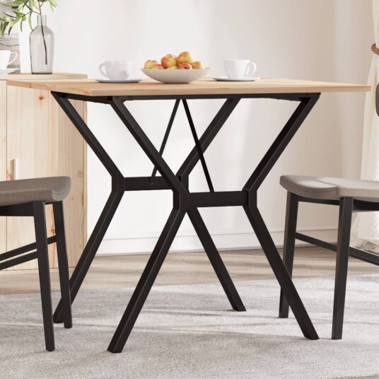 Spisebord Y-ramme 80x80x75 cm heltre furu og støpejern 3282717