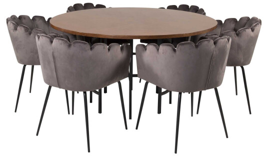 Venture Design Copenhagen & Limhamn spisegruppe Brun/grå 6 st stoler & bord 140 cm