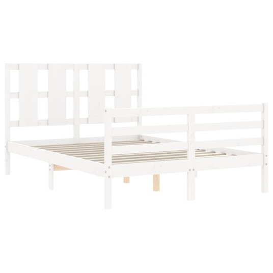 vidaXL Sengeramme med hodegavl hvit 140x200 cm heltre
